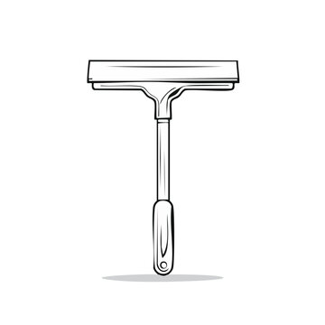 Line art drawing of a window cleaning squeegee with a long handle