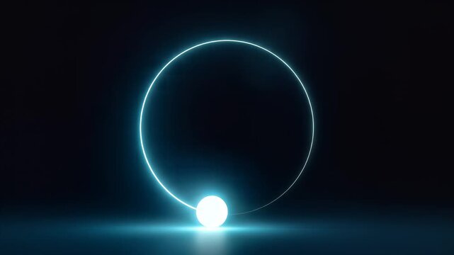Glowing circular light animation against a dark background with a bright focal point