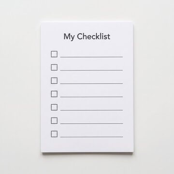 Checklist paper with empty checkboxes. To do list for task management and daily planning goals.