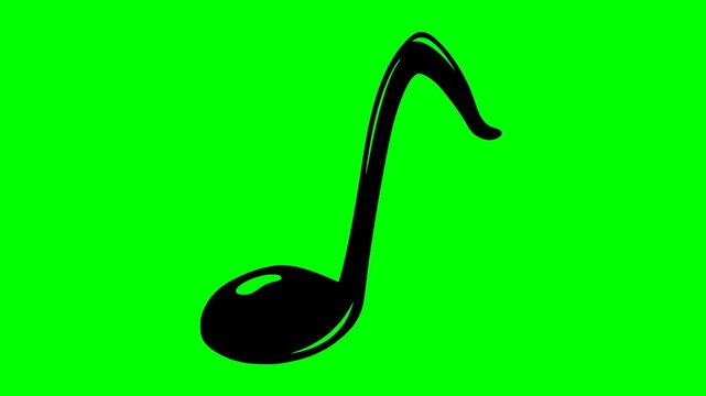 treble clef music note loop animation with black fill on green chroma key background. Isolated element for video editing, educational content, and audio media projects