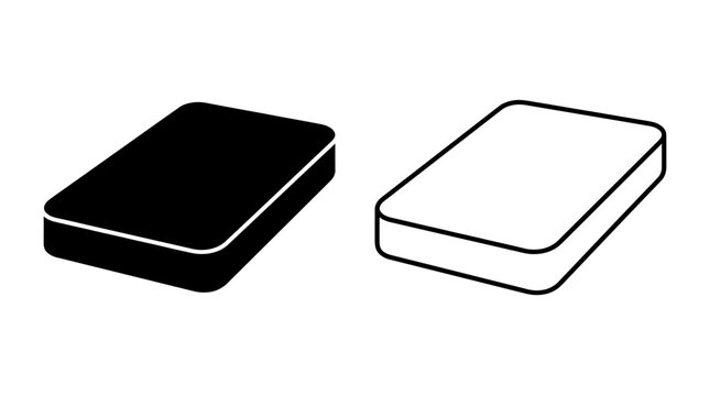 Rectangular metallic object silhouette on a white background