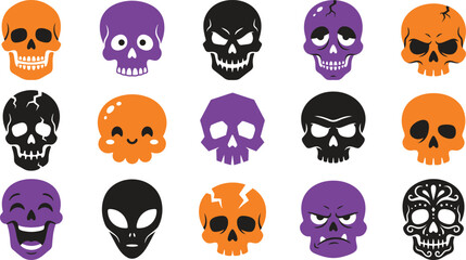 Obraz premium Spooky halloween collar vector collection skull designs for festive pet accessories graphic projects