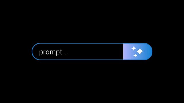 AI Prompt Search Bar Animation with Magic Generate Button on Black Background, Motion Graphic video 