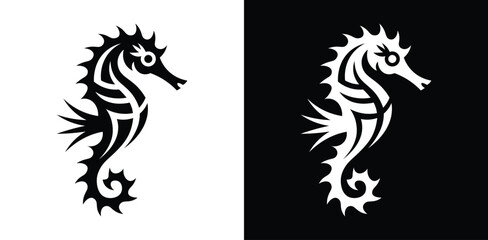Minimal Seahorse Silhouette Logo Icon Vector Modern Marine Animal Design © Farhad