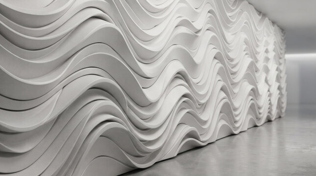 abstract geometric pattern White wave 3d pattern wall texture background panel geometric architectural design