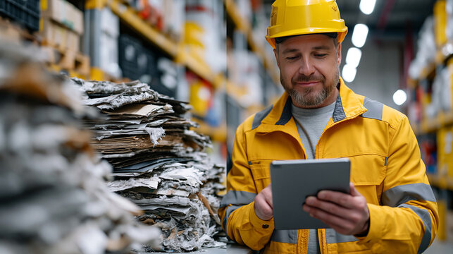 before-and-after concept showing a cluttered manual inventory room transformed into a clean digitized stockroom with tablet-based tracking, symbolic representation of logistics modernization on a mi