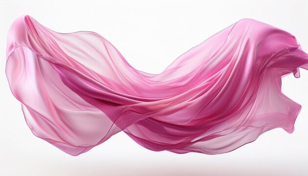 pink sheer fabric flowing in the wind isolated on white background transparent cloth 3d render