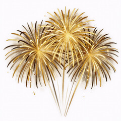 Naklejka premium Sketch Collage Celebration. Golden Firework Texture Illustration With Thin Stroke Lines On White Background, Ideal For A Wide Panorama Design Overlay Montage Collage To Celebrate Happy New Year