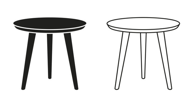Round Stool Silhouette On White Background Minimalist Furniture Design