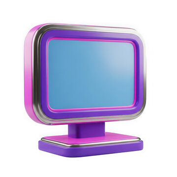 Colorful cartoon computer monitor with rainbow gradient screen