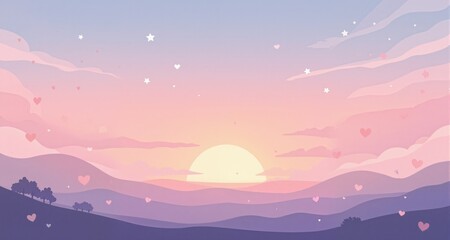 Obraz premium Pastel colors vector romantic sunrise sky background 