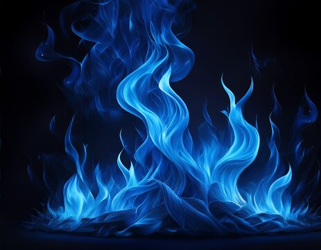 fuoco fiamme blu isolato su sfondo nero