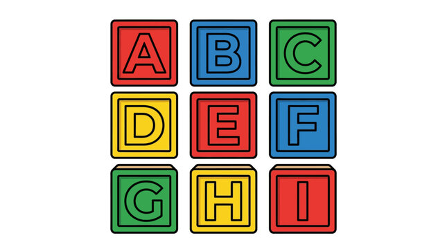 Colorful Alphabet Toy Blocks with Letters A to I for Early Childhood Learning