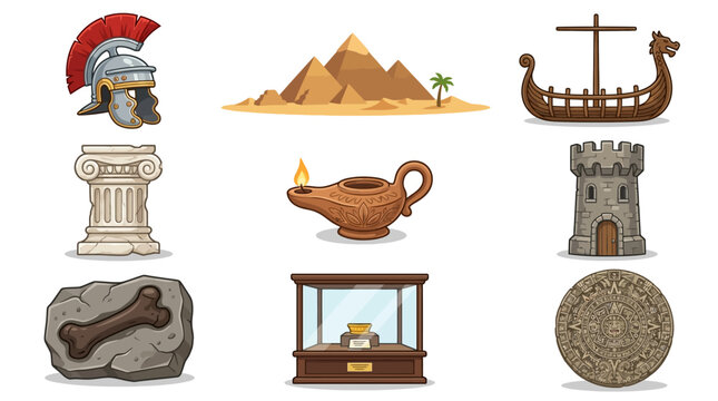 A captivating collection of ancient world artifacts, historical treasures, and cultural heritage symbols