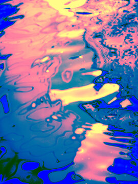 Psychedelic Pink Blue Abstract Water Ripple Surface Neon Color Effect Background