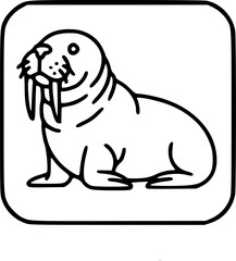 Fototapeta premium Walrus icon on white background - editable stroke vector illustration eps10 