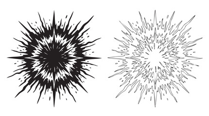 black silhouette with line art vector of a supernova explosion © Shamsul