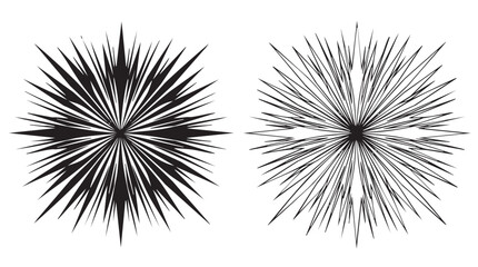 Obraz premium black silhouette with line art vector sunburst pattern featuring radial, design, abstract
