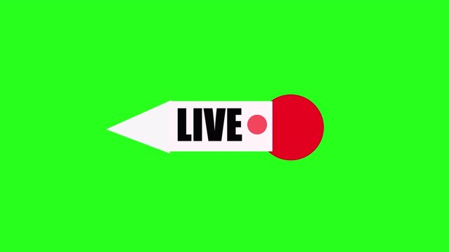 Animation of live button with transparent background and social media live performance with transparent background in 4k.