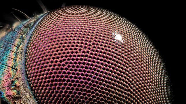 Extreme Macro Close Up of a House Fly Compound Eye.