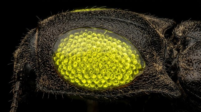Extreme Macro Photography of a Beetle Compound Eye.