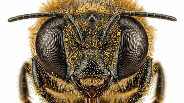Extreme Macro Portrait of a Honey Bee Face.