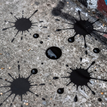 Concept Art Splash Mud. Urban Street Style Illustration Featuring Isolated Splashes, Blots And Stains Of Black Ink Splatter