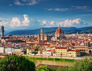 Obraz premium florence skyline in summer with view of florence cathedral tuscany italy