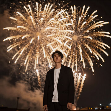 Minimalist Fireworks 4. A Gold Fireworks Display Against A New Year'S Backdrop
