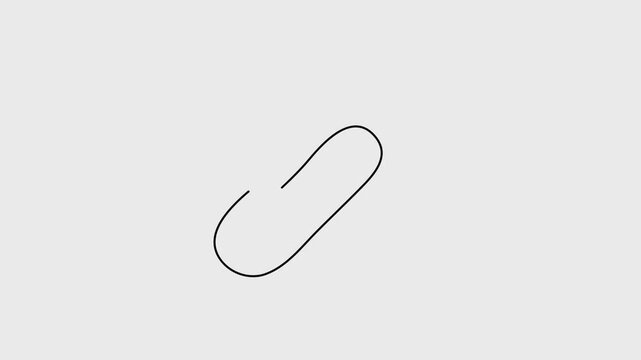 Paperclip line drawing animation appearing dynamically on a clean grey backdrop