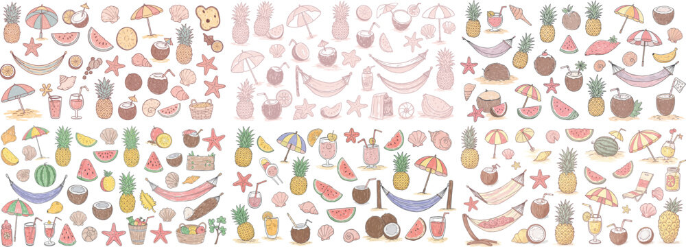 A whimsical collage of colorful household items and decorative objects in a pixelated style