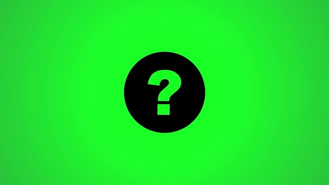 Question mark symbol animated on green background, uncertainty and query concept