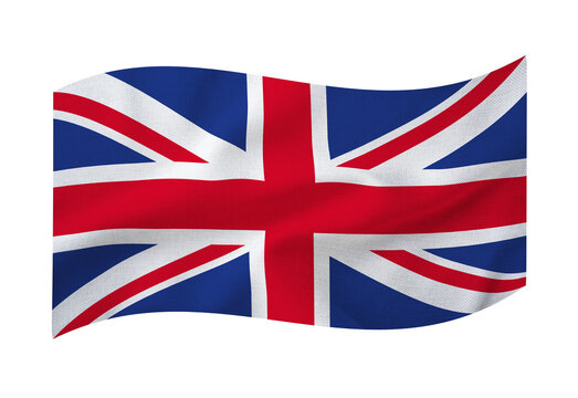 Waving flag of the United Kingdom on a transparent background