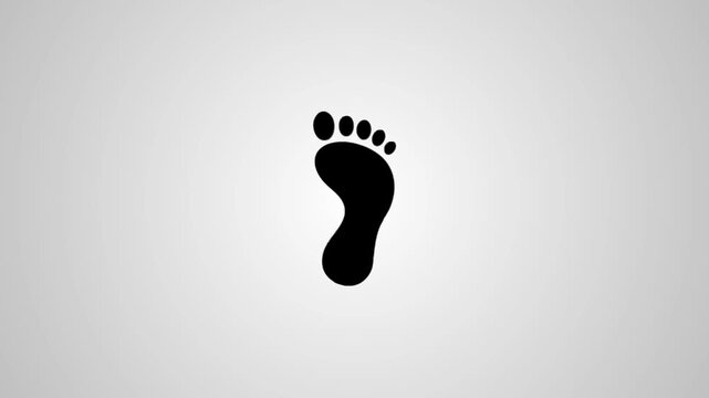 Footprint icon animation on a clean gray background with shadow effect