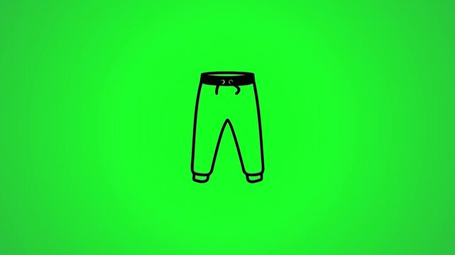 Animated jogger pants or sweatpants appearing and rotating on green screen background alpha channel, fashion garment