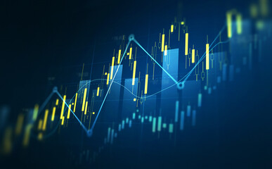 Plakat Stock market investment trading graph growth.Investment finance chart,stock market business and exchange financial growth graph. 