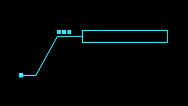Futuristic cyan neon callout box on a black background, perfect for cyber security tech concepts, data display and video overlay