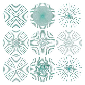 Intricate geometric patterns of interconnected circular and polygonal shapes in teal and white isolated on transparent background