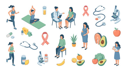 Fototapeta premium Flat vector illustrations depicting various health and wellness concepts for women