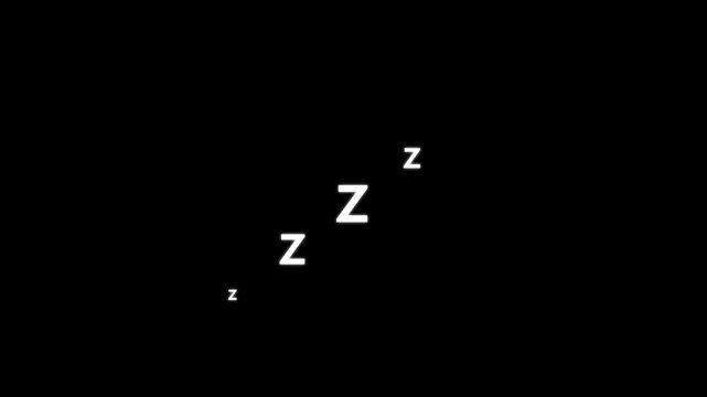 sleeping illustration animation on a black screen. zzz animation sleeping concept
