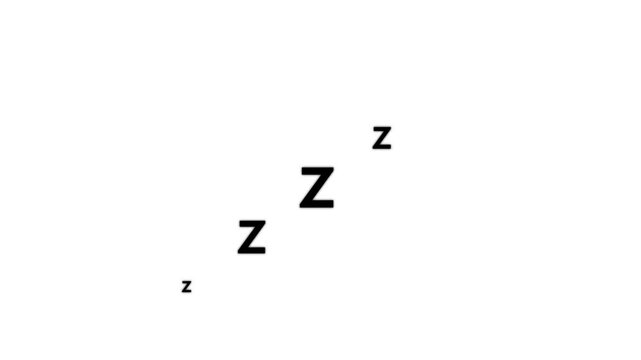 sleeping illustration animation on a white screen. zzz animation sleeping concept