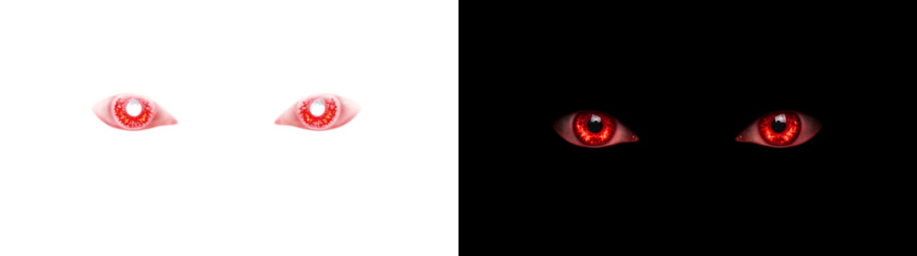 Glowing Red Eyes isolated PNG, Transparent and Black Background Versions