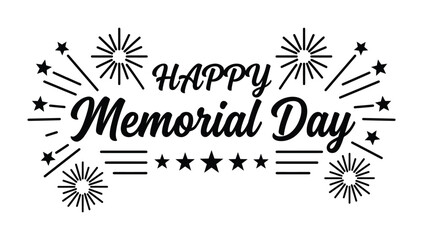 Happy memorial day typography with fireworks and stars celebration graphic © Pixaves