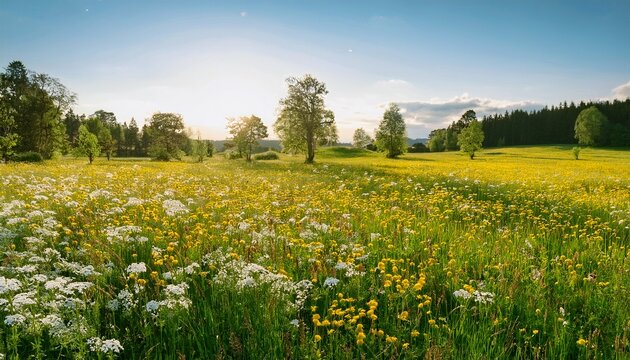 swedish summer meadow buttercups and cow parsley scandinavian midsummer
