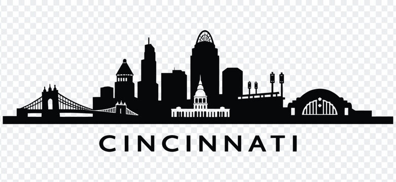Cincinnati ohio city skyline silhouette vector illustration