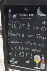 Obraz premium sidewalk chalkboard sign with Averbode brewery branding in Toronto
