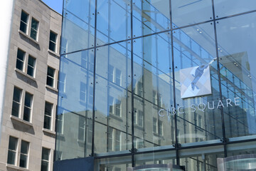 Obraz premium sign over entrance to CIBC Square, a mixed-use corporate, commerce, and transit hub at 141 Bay St, Toronto