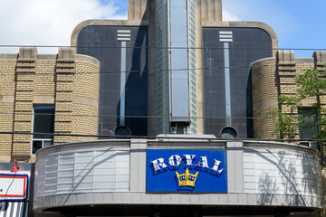 Obraz premium exterior building facade and sign of Royal Cinema, designed by Benjamin Swartz (opened 1939 as The Pylon Theatre) in Art Moderne style, 608 College St, Toronto