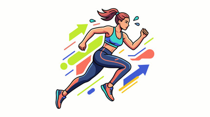 Obraz premium A woman in athletic wear runs with motion lines