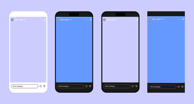 instagram story page layout vector mockup in different styles and versions